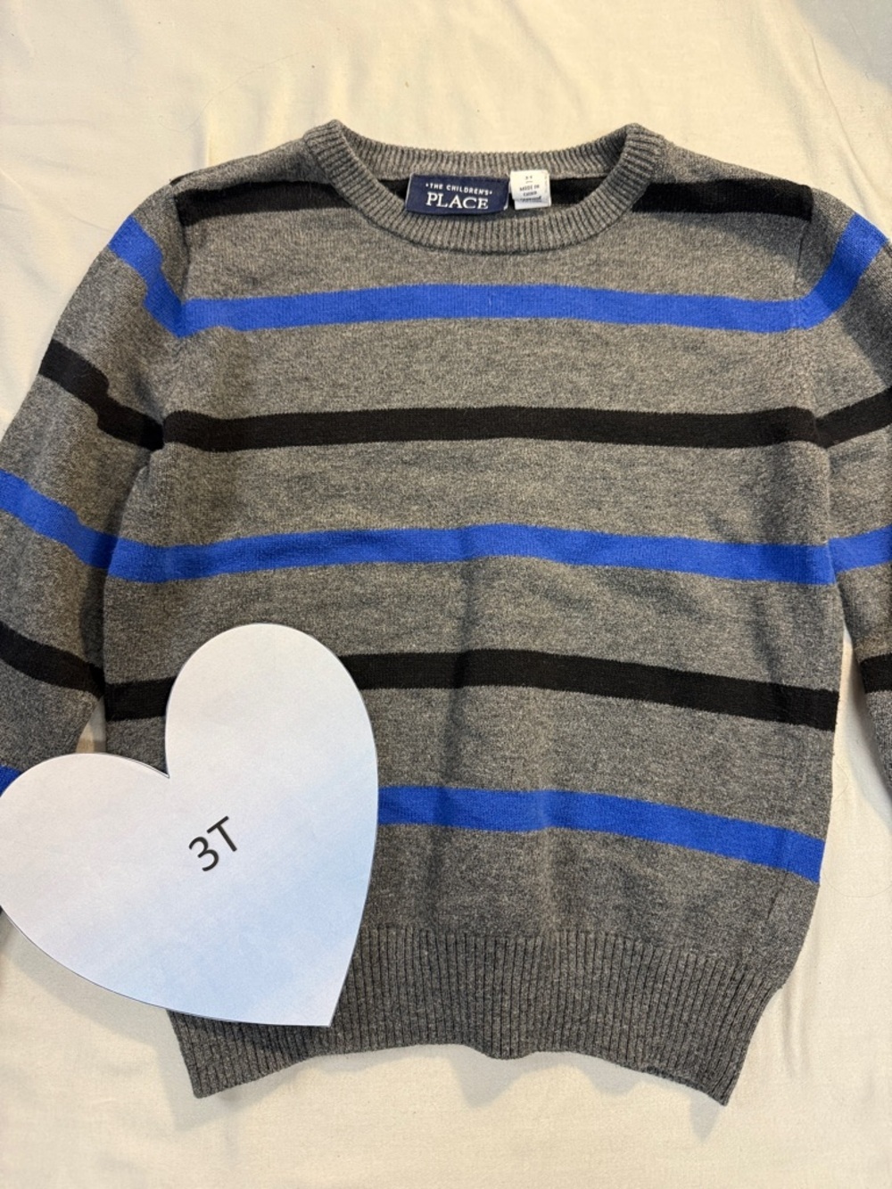 The Children's Place - Grey Sweater with Blue and Black Stripes